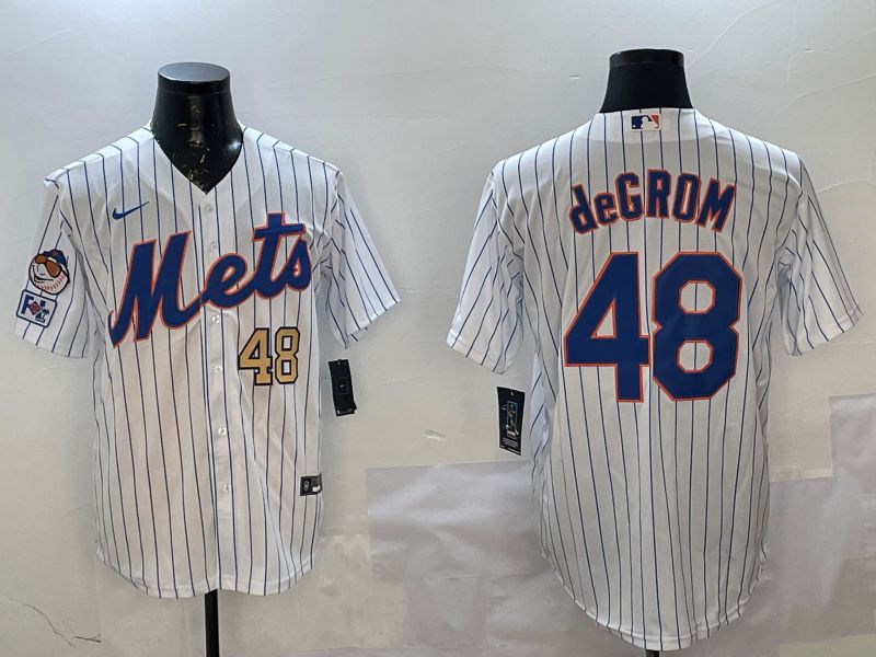 Men New York Mets #48 Degrom White Stripe Game 2025 Nike MLB Jersey style 3